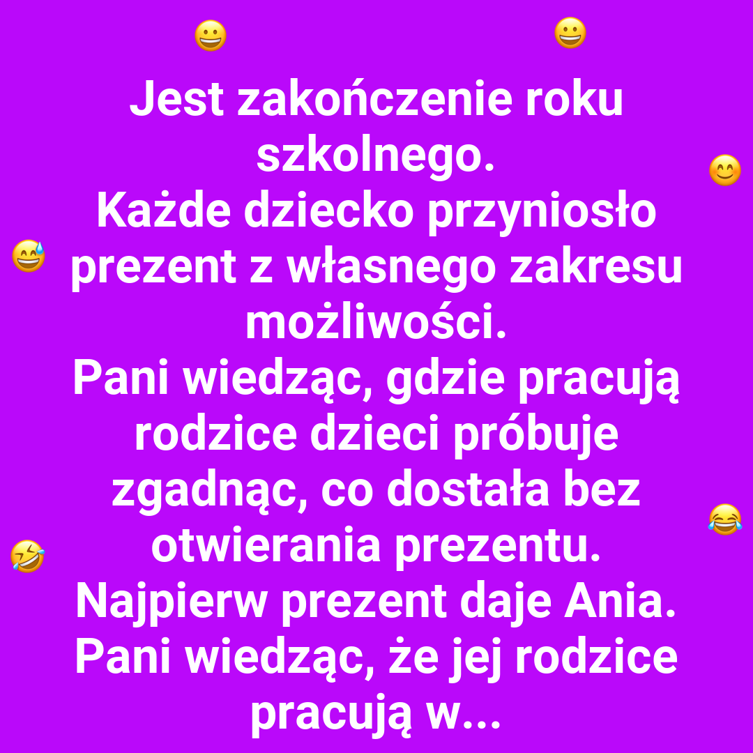 Nauczycielka zgaduje prezenty